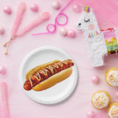 SlipperyJoe's Hotdog mustard sliced meat bun grill ペーパープレート (パーティー)