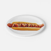 SlipperyJoe's Hotdog mustard sliced meat bun grill ペーパープレート (アングル)