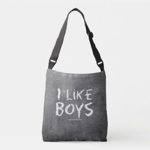 SlipperyJoe's I Like Boysの汚れた黒板の暗い質感 クロスボディバッグ