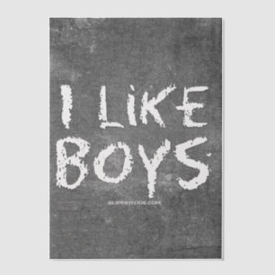 SlipperyJoe's I Like Boys の汚れた黒板の暗い質感 ベラム紙招待状