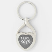 SlipperyJoe's I Like Boys 汚れた黒板の暗いテ キーホルダー (正面)