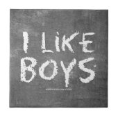 SlipperyJoe's I Like Boys 汚れた黒板の暗いテ タイル (正面)