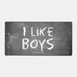 SlipperyJoe's I Like Boys 汚れた黒板の暗いテ デスクマット