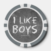 SlipperyJoe's I Like Boys 汚れた黒板の暗いテ ポーカーチップ (正面)