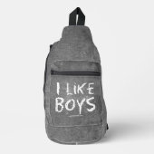SlipperyJoe's I Like Boys 汚れた黒板の暗い色 スリングバッグ (正面)
