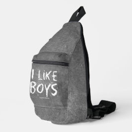 SlipperyJoe's I Like Boys 汚れた黒板の暗い色 スリングバッグ