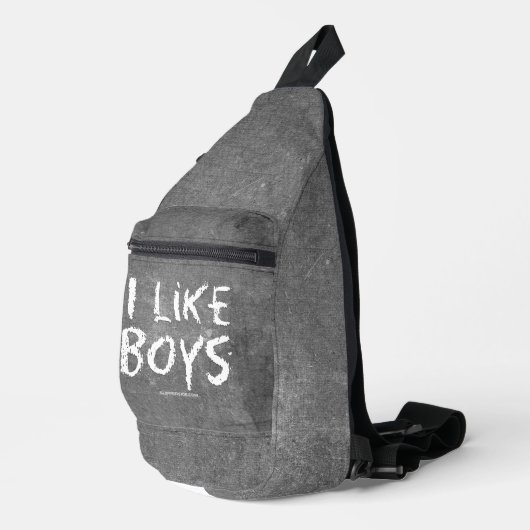 SlipperyJoe's I Like Boys 汚れた黒板の暗い色 スリングバッグ (右コーナー)