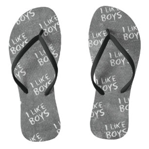 SlipperyJoe's I Like Boys 汚れた黒板 ダークテイスト ビーチサンダル