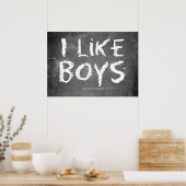 SlipperyJoe's I like Boys dirty Chalkboard'書 s ポスター (キッチン)