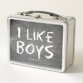 SlipperyJoe's I like Boys dirty Chalkboard'書 s メタルランチボックス (正面)