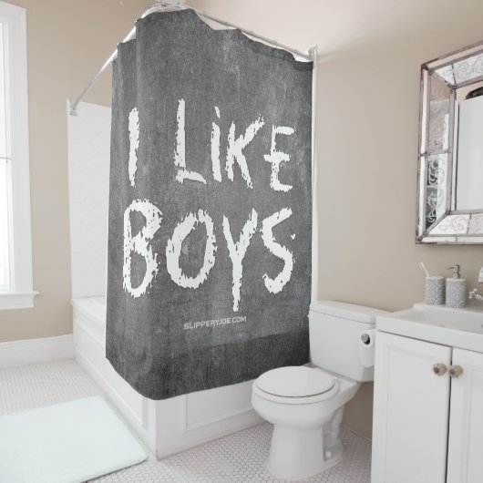 SlipperyJoe's I like boys dirty chalkboard 書's シャワーカーテン (インサイチュ)