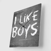 SlipperyJoe's I like boys dirty chalkboard 書's スクエア壁時計 (傾斜)