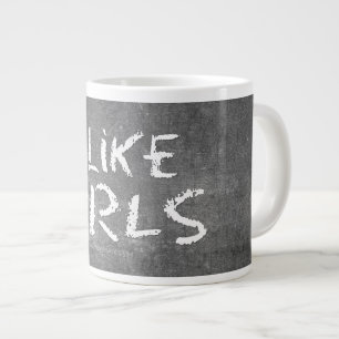 SlipperyJoe's I Like Girlsの汚れた黒板の暗い質感 ジャンボコーヒーマグカップ