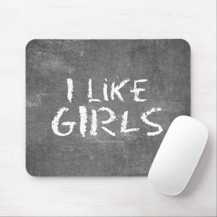 SlipperyJoe's I Like Girlsの汚れた黒板の暗い質感 マウスパッド