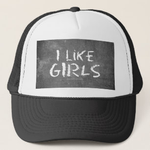 SlipperyJoe's I Like Girls 汚れた黒板の暗い背景 t キャップ
