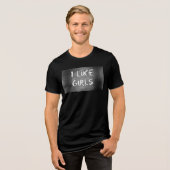 SlipperyJoe's I Like Girls 汚れた黒板の暗い背景 t トライブレンドＴシャツ (正面全面)