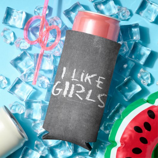 SlipperyJoe's I Like Girls 汚れた黒板の暗い スリム缶クーラー (インサイチュ 夏)