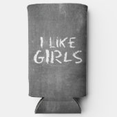 SlipperyJoe's I Like Girls 汚れた黒板の暗い スリム缶クーラー (正面)