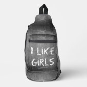 SlipperyJoe's I Like Girls 汚れた黒板の暗い スリングバッグ (正面)