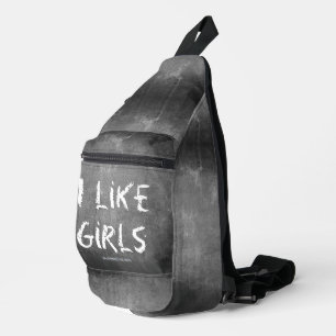 SlipperyJoe's I Like Girls 汚れた黒板の暗い スリングバッグ