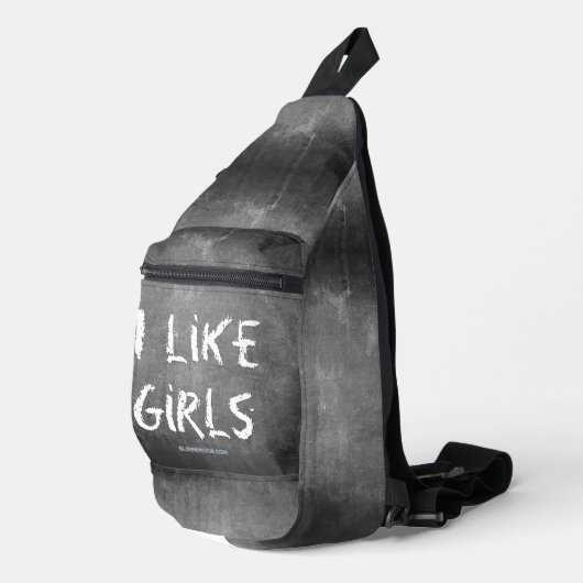 SlipperyJoe's I Like Girls 汚れた黒板の暗い スリングバッグ (右コーナー)
