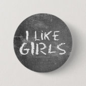 SlipperyJoe's I Like Girls 汚れた黒板の暗い 缶バッジ (正面)