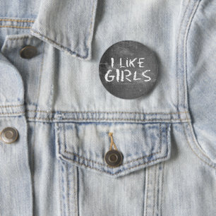 SlipperyJoe's I Like Girls 汚れた黒板の暗い 缶バッジ