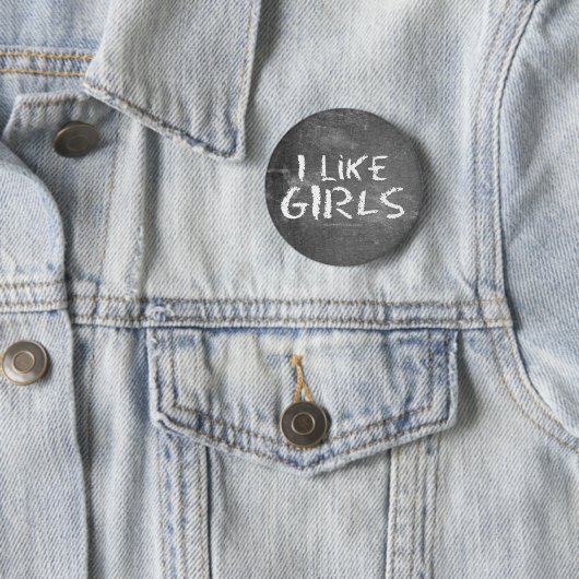 SlipperyJoe's I Like Girls 汚れた黒板の暗い 缶バッジ (インサイチュ)