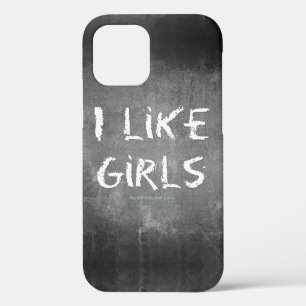 SlipperyJoe's I Like Girls 汚れた黒板の暗い iPhone 12 Proケース