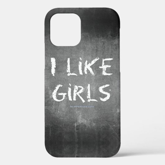 SlipperyJoe's I Like Girls 汚れた黒板の暗い Case-Mate iPhoneケース (裏面)