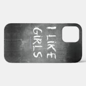 SlipperyJoe's I Like Girls 汚れた黒板の暗い Case-Mate iPhoneケース (裏面 (横))