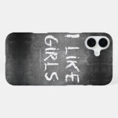 SlipperyJoe's I Like Girls 汚れた黒板の暗い iPhoneケース (裏面横)