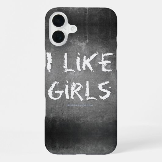 SlipperyJoe's I Like Girls 汚れた黒板の暗い iPhoneケース (裏面)