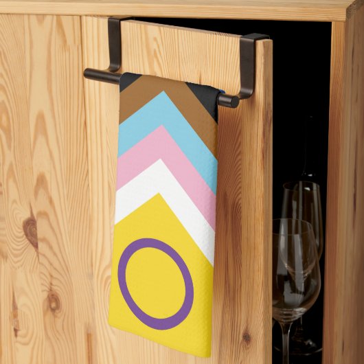 SlipperyJoe's Intersex Progressプライドフラグゲイgif キッチンタオル (三つ折り)