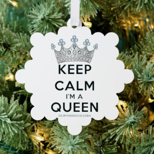 SlipperyJoe's Keep Calm Queen のロイヤルクラウンダイヤモンド オーナメントカード
