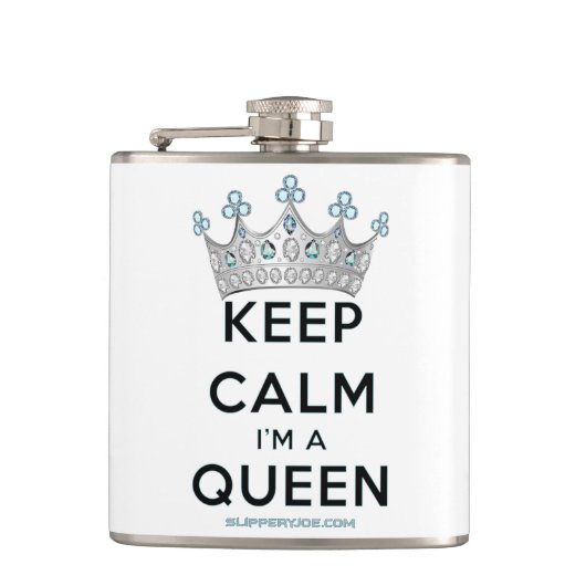 SlipperyJoe's Keep Calm Queen のロイヤルクラウンダイヤモンド フラスク (正面)