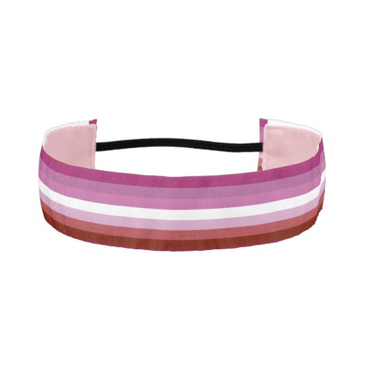 SlipperyJoe's Lesbianプライド国旗のフェミニン口紅 アスレチックヘッドバンド (正面)