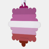 SlipperyJoe's Lesbianプライド国旗のフェミニン口紅 オーナメントカード (左)