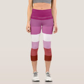 SlipperyJoe's Lesbianプライド国旗のフェミニン口紅 カプリレギンス (正面)