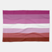 SlipperyJoe's Lesbianプライド国旗のフェミニン口紅 キッチンタオル (横)