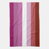 SlipperyJoe's Lesbianプライド国旗のフェミニン口紅 キッチンタオル (縦)