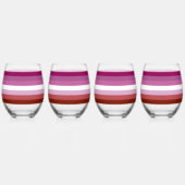 SlipperyJoe's Lesbianプライド国旗のフェミニン口紅 ステムなしワイングラス (左)