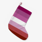 SlipperyJoe's Lesbianプライド国旗のフェミニン口紅 スモールクリスマスストッキング (正面 (吊り時))