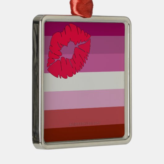 SlipperyJoe's Lipstick Lesbianプライドフラグゲイギフト メタルオーナメント (右)