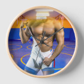 SlipperyJoe's Man 6パックレスリングシングレットジムb 壁時計 (正面)