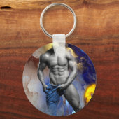 SlipperyJoe's Man steamy shirtless abs sixpack put キーホルダー (正面)
