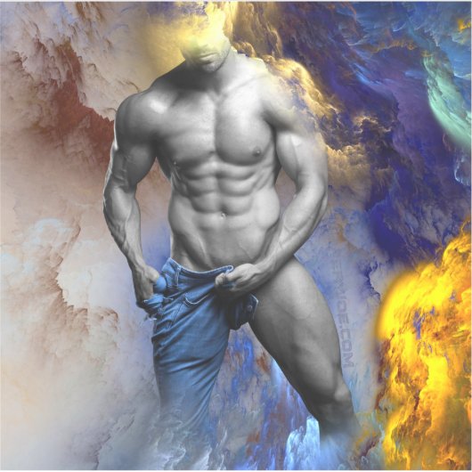 SlipperyJoe's Man steamy shirtless abs sixpack put シール (正面)