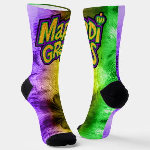 SlipperyJoe's Mardi Grasクラウンパープル金ゴールドグリーンw ソックス