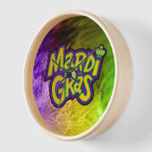 SlipperyJoe's Mardi Grasクラウンパープル金ゴールドグリーンw 壁時計 (傾斜)