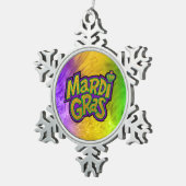 SlipperyJoe's Mardi Grasフェスティバルパープルグリーンイル スノーフレークピューターオーナメント (右)